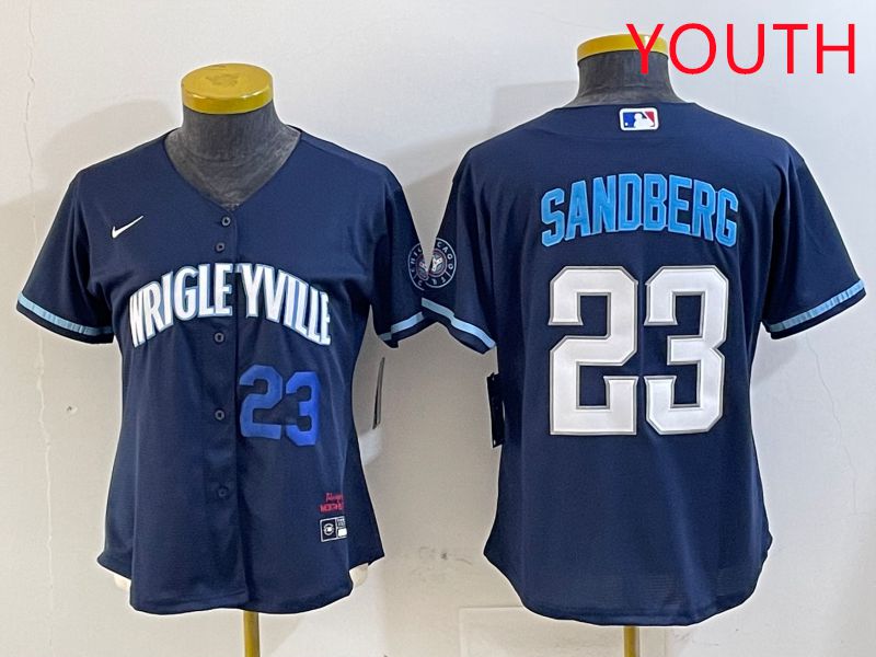 Youth Chicago Cubs #23 Sandberg Blue City Edition Game 2025 Nike MLB Jersey style 5->youth mlb jersey->Youth Jersey